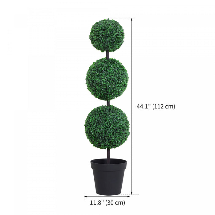 Outsunny Lot de 2 Arbres de Buis Artificiels, Faux Plantes Decoratives