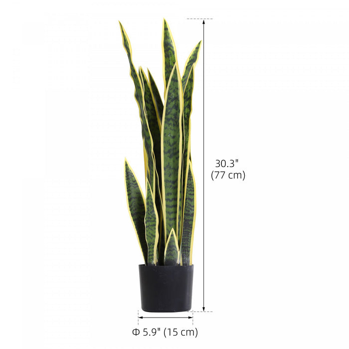 Outsunny Plante Serpent Artificielle 77 cm, 21 Feuilles, en Pot