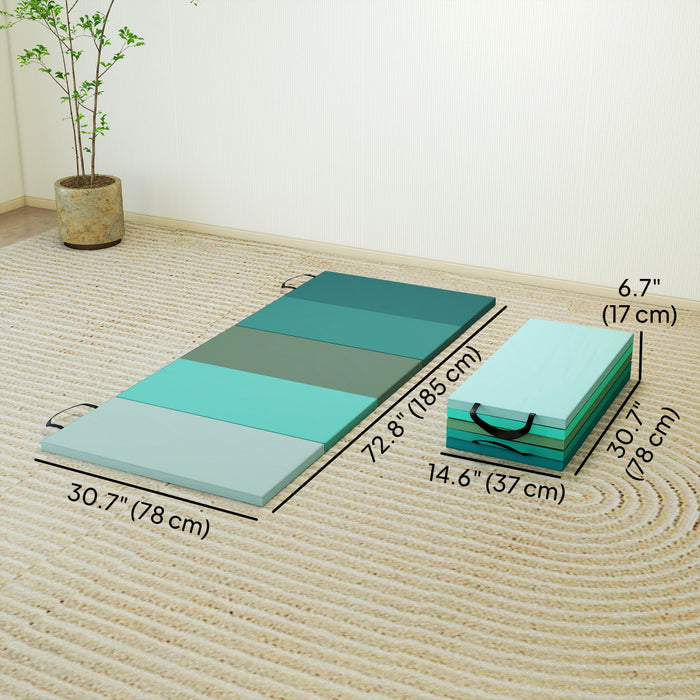 Soozier Tapis de gymnastique pliable de 6pi avec poignees de transport Vert