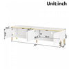 Croma 67 Inch Modern High-Gloss TV Stand with Cable Management and Gold Trim, White | Croma Meuble TV Moderne Haute Brillance 67 po avec Gestion des Cables et Garniture Doree, Blanc