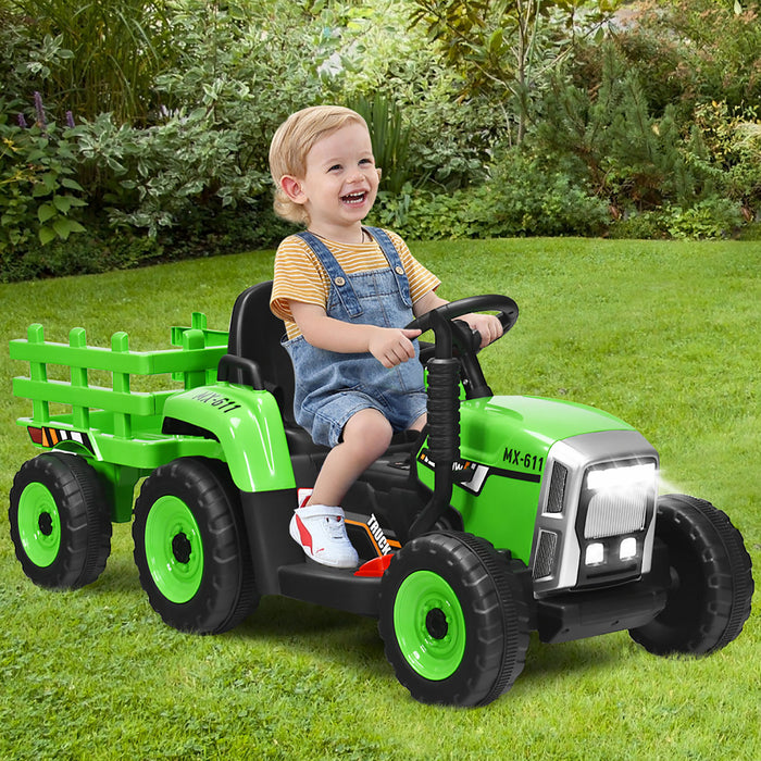 Costway Tracteur A Remorque Electrique 12v Avec Telecommande Et Lumieres Led