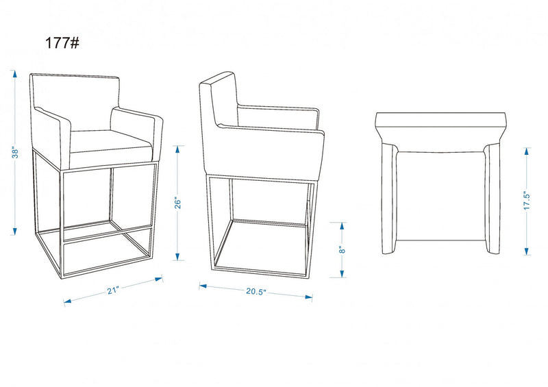 Tabouret de comptoir rembourre en metal style mid-century modern Ambassador, creme - Lot de 2