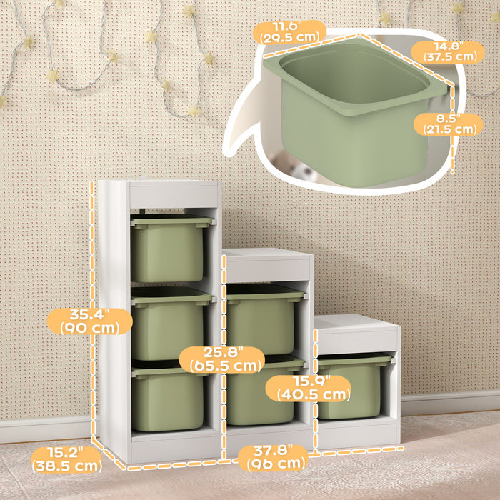 Qaba Organisateur de rangement pour jouets avec 6 bacs, vert