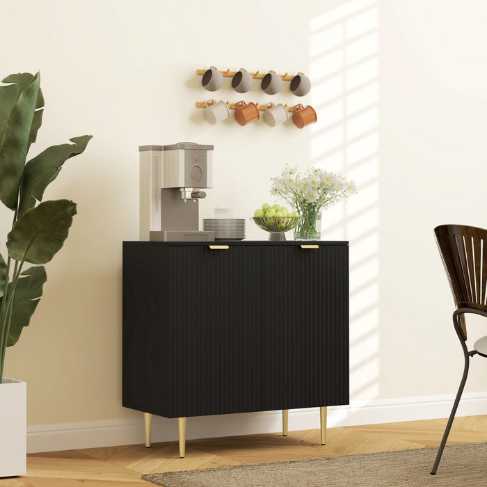 HOMCOM Buffet avec etageres reglables, Noir