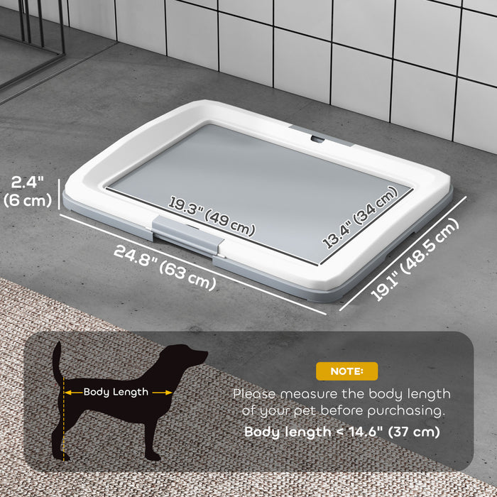 Support pour tapis de proprete PawHut, bac a litiere pour chien, utilisable a l'interieur et a l'exterieur, 63,5 x 48,3 cm, facile a nettoyer, gris