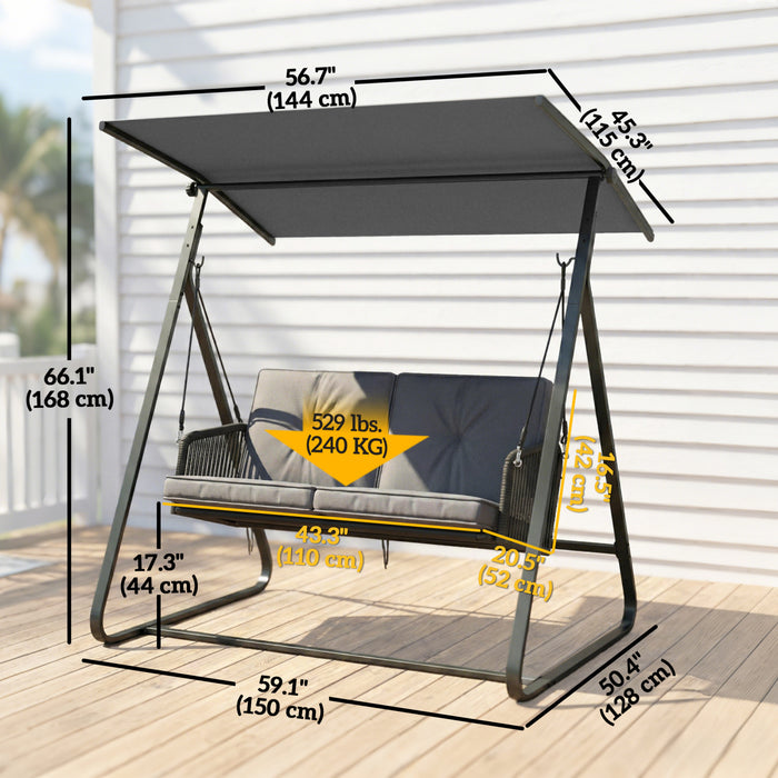Outsunny - Balancoire de jardin pour 2 personnes avec auvent reglable