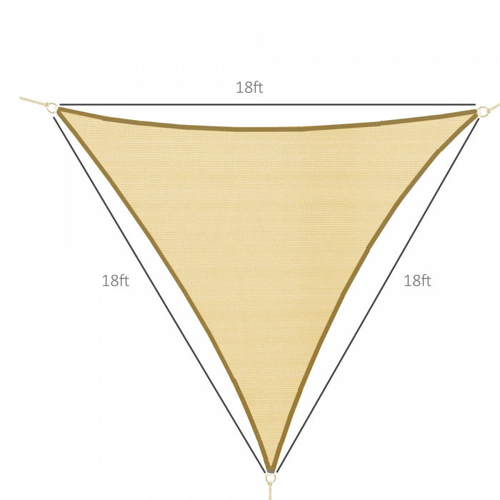 Outsunny Triangle 18' Canopy Sun Sail Shade Garden Cover Uv Protector Abri Exterieur Pour Pelouse Avec Sac De Transport Beige