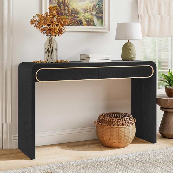 Console en bois Olivia 120 cm avec tiroirs - noire
