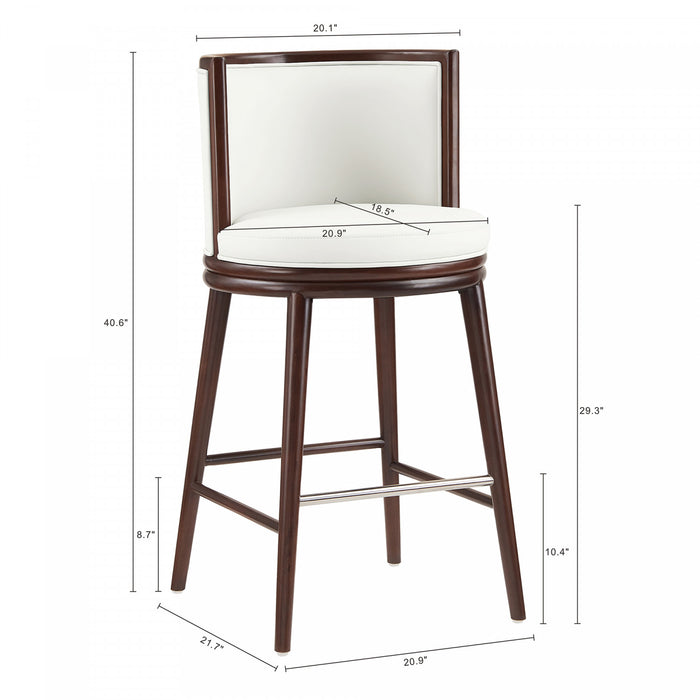 Tabouret de bar moderne en bois avec assise rembourree Evalyn, blanc