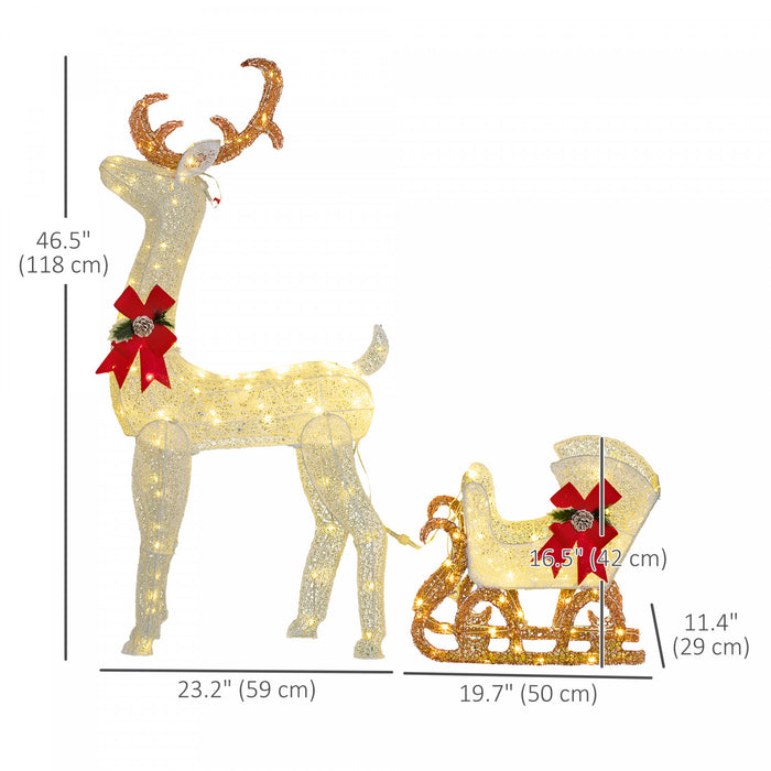 Outsunny Decoration De Noel En Forme De Renne Avec 170 Lumieres Led