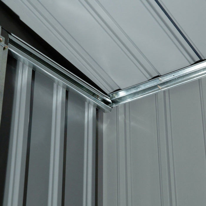 Outsunny Organisateur D'abri De Rangement En Acier De 7' X 4', Maison A Outils De Jardin Avec 4 Aerations Et 2 Portes Coulissantes Faciles Pour Jardin, Patio, Garage, Pelouse, Blanc