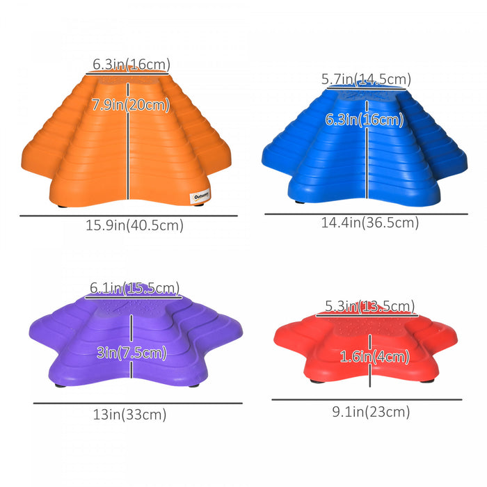 Outsunny 11 Pcs Pierres D'equilibre Pour Enfants, 11 Pieces De Course D'obstacles Antiderapantes De Style Etoile De Mer, Blocs D'equilibre Empilables Pour La Coordination Et L'equilibre