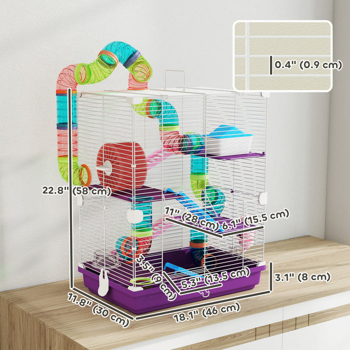 Cage pour hamster a 5 niveaux, transportable, habitat pour petits animaux