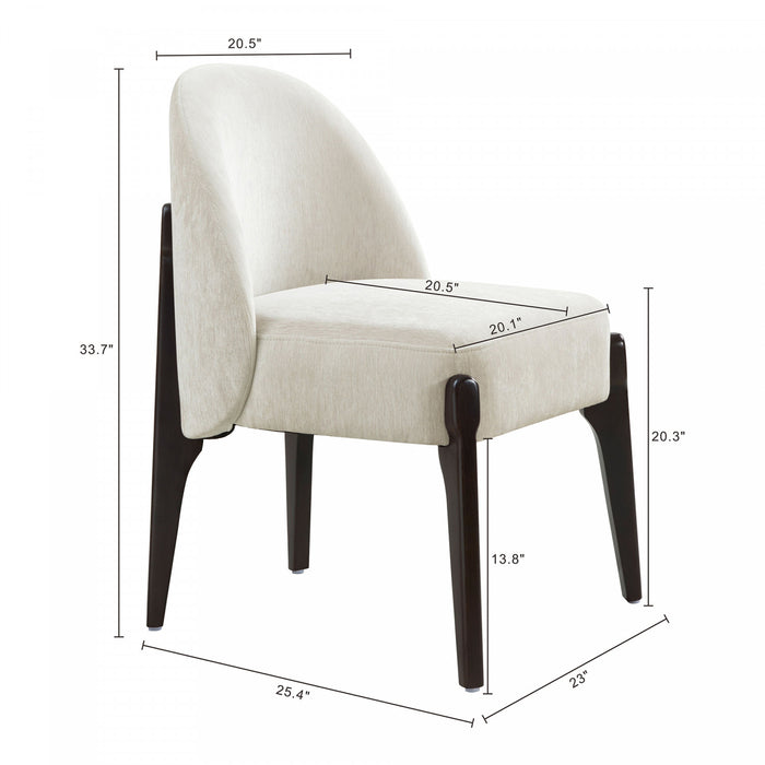 Chaise laterale contemporaine moderne Oslo en bois et chenille creme - Lot de 2