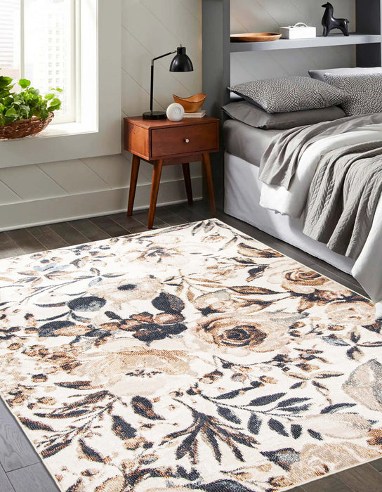 Carpette Rosette ivoire - 8 pi 0 po x 10 pi 0 po    