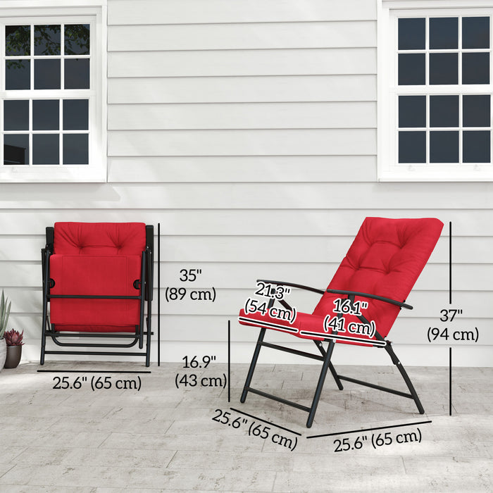 Outsunny Chaise Longue Pliable, Fauteuil Inclinable Rembourre, Rouge