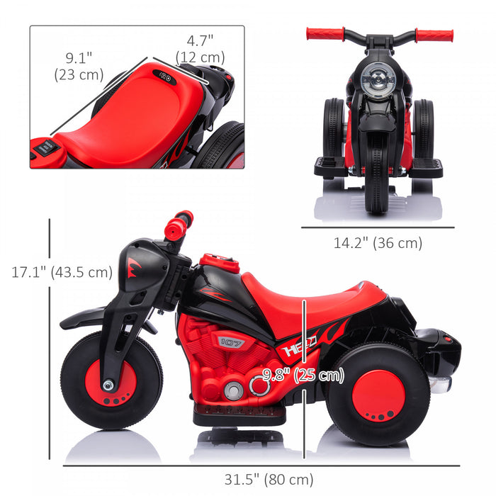 Qaba Velo Electrique, Voiture A Bulles, 3 Roues, Moto Electrique Alimentee Par Batterie 6 V Pour Enfants Avec Phare Led, Musique, Pedale, Pour 2 A 5 Ans, Noir