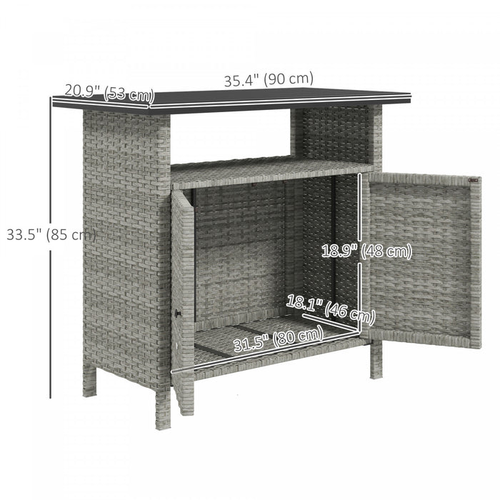Outsunny Meuble de Rangement en Rotin, Buffet Exterieur, Gris