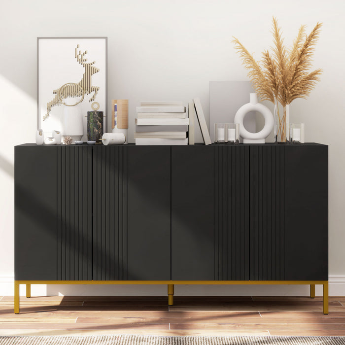 HOMCOM Buffet avec etageres reglables, portes a fermeture douce, noir