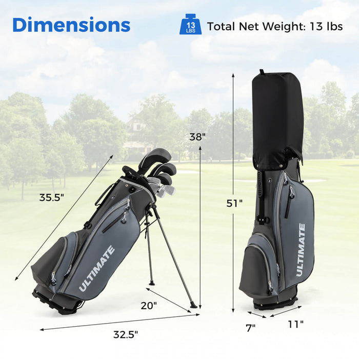 Ensemble Complet De 10 Clubs De Golf De Marque Costway Pour Hommes Avec Driver En Alliage Gris