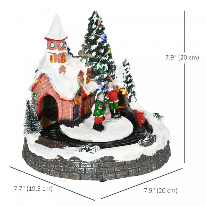 HOMCOM Maisons de village de Noel eclairees par LED avec train rotatif