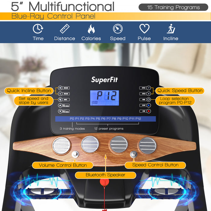 Tapis De Course Electrique Pliant De Marque Superfit De 3,8 Cv Avec Inclinaison Automatique 12 Programmes De Controle Grace A Une Application