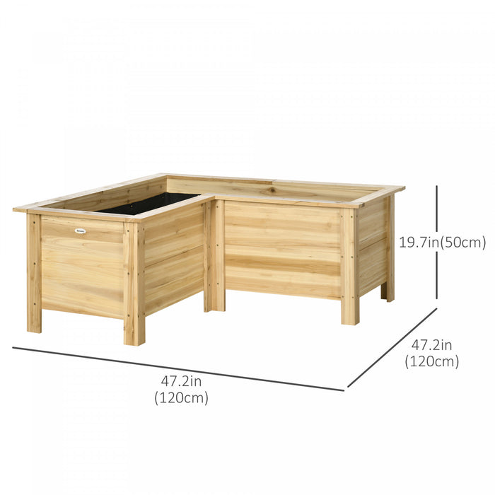 Outsunny Jardiniere Surelevee En Bois Pour L'exterieur, Avec Pieds, Pour Les Legumes, Les Fleurs Et Les Herbes, En Forme De L, Naturel