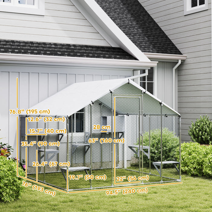 Enclos D'exterieur Pour Chat 94,5 Po Avec Housse Impermeable