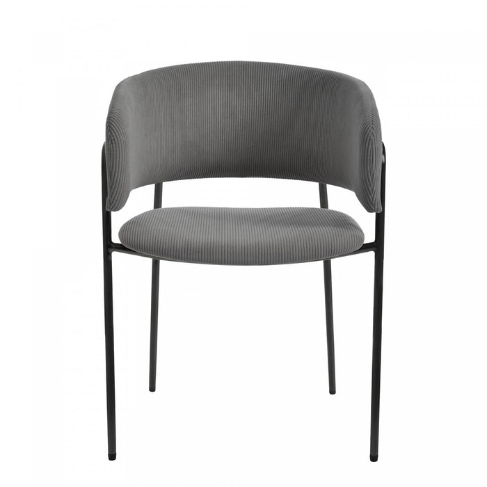 Ethan Ensemble de 6 chaises d’appoint modernes avec assise en velours cotele, pieds inclines et pieds reglables, gris