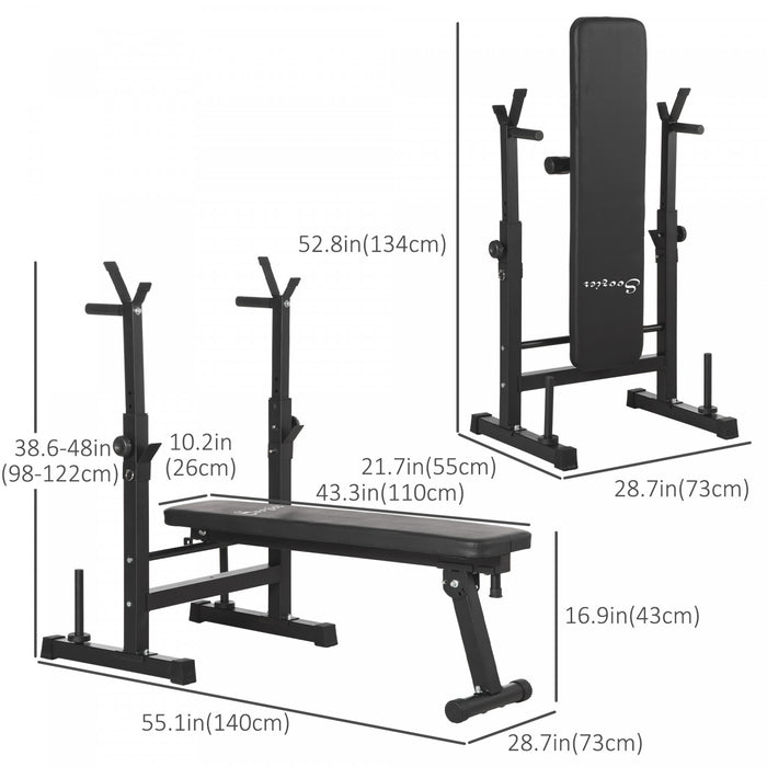 Soozier Banc De Musculation Developpe Couche Pliable, Support D'halteres