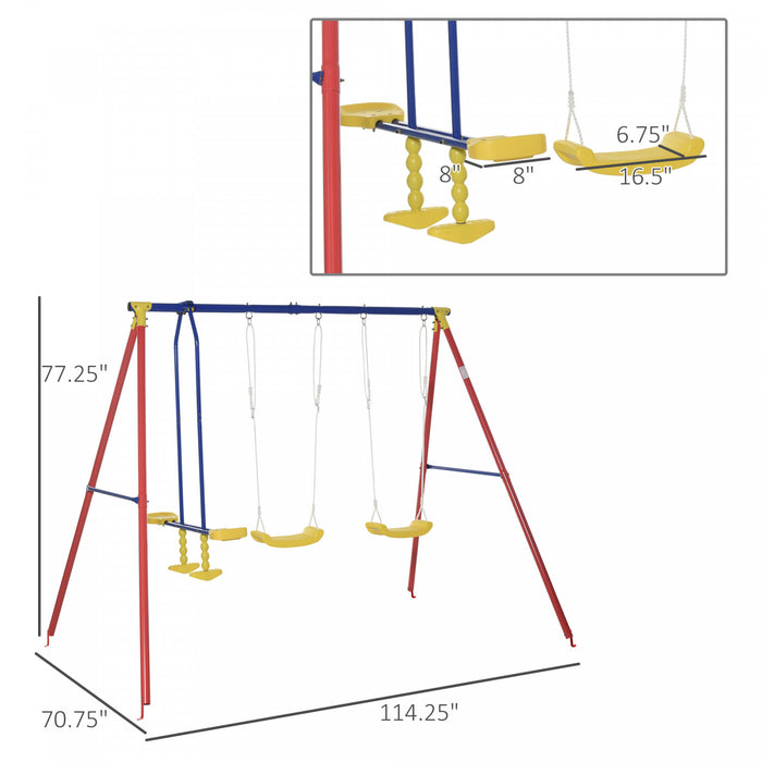 Outsunny Balancoire En Metal Avec 2 Sieges Planeur Cadre Forme De A Stand Reglable Corde A Suspendre Pour Aire De Jeux D'arriere-cour Ensemble De Jeu Exterieur Pour Enfant De 3 A 5 Ans 352 Lb