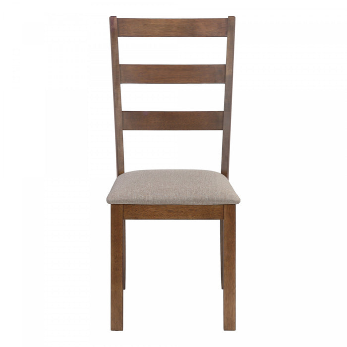 Ensemble de 2 chaises de salle à manger de style transitionnel avec tissu brun et pattes en bois noyer pour la cuisine et la salle à manger