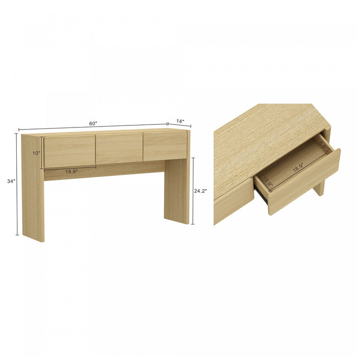 Console moderne Linda en chene naturel