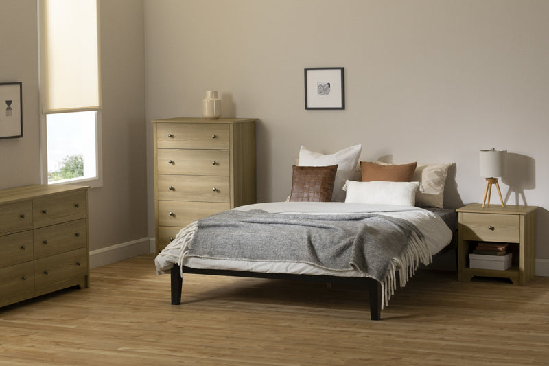 Commode verticale Vito à 5 tiroirs - frêne naturel