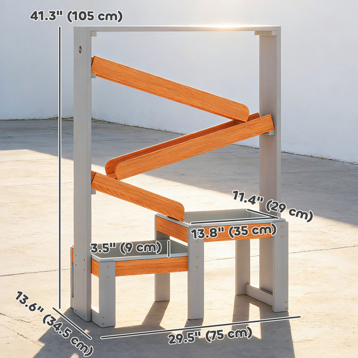 Qaba Bac a sable en bois, Table de sable et d'eau pour enfants avec double bacs, Gris