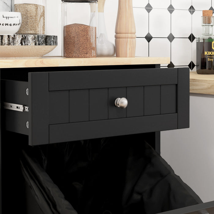 HOMCOM Armoire de poubelle inclinable de cuisine, armoire de recyclage