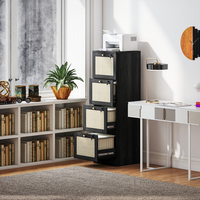 HOMCOM Classeur verrouillable a 4 tiroirs pour format A4, noir