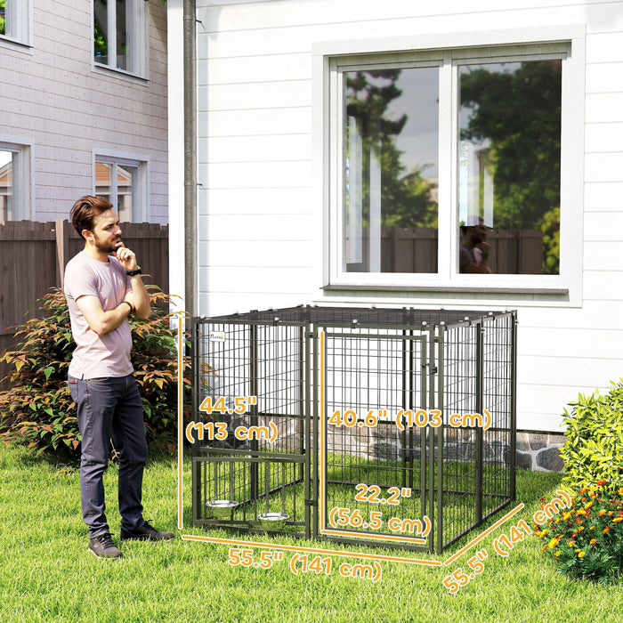 Enclos Pour Chiens Avec Gamelles Reglables Et Rotatives