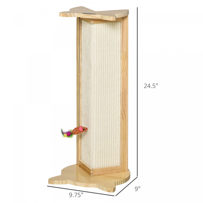 Pawhut Tapis A Gratter Pour Chat Tapis A Gratter En Sisal Naturel Gain De Place Jouet Suspendu Hauteur 24.5\"