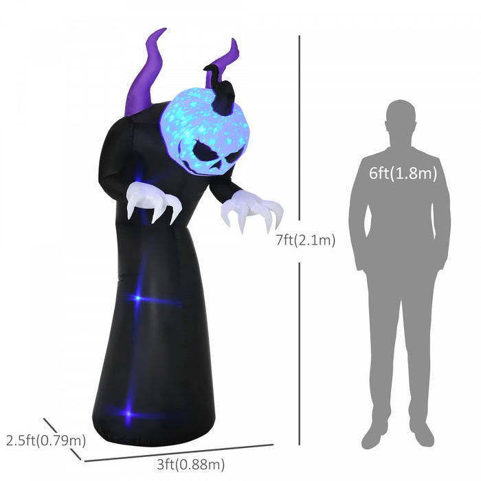 Outsunny Fantome A Tete Ronde Halloween Gonflable De 7 Pieds Avec Led