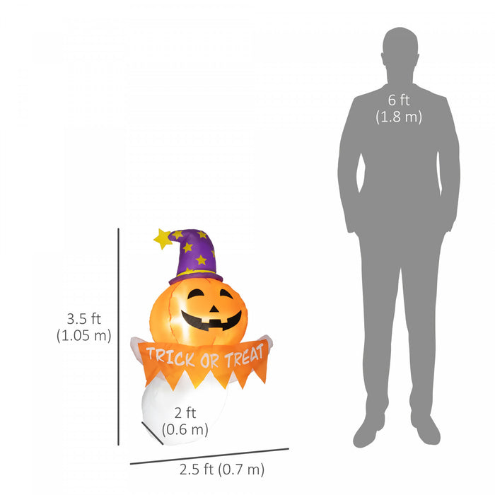 Outsunny Gonflable Halloween Autocollant De Fenetre Fantome 3,4 Pi, Orange