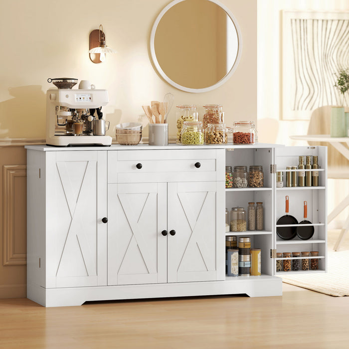 HOMCOM Buffet 54\" blanc, meuble de cuisine de style campagnard