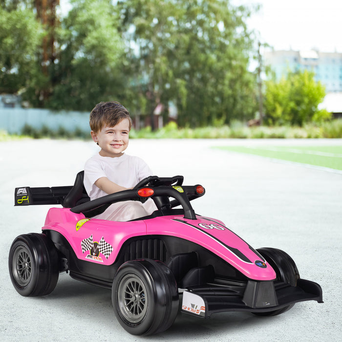 Costway 12v Enfants Rouler Sur La Voiture Electrique Camion De Course Telecommande W / Mp3 & Lumieres Rose