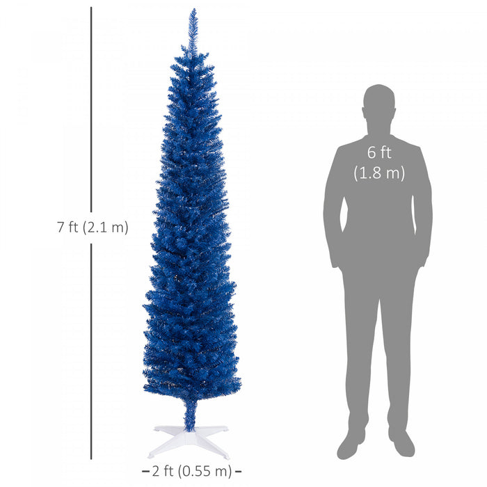 Homcom Sapin De Noel Artificiel Fin, Sapin De Noel Crayon, Bleu Profond