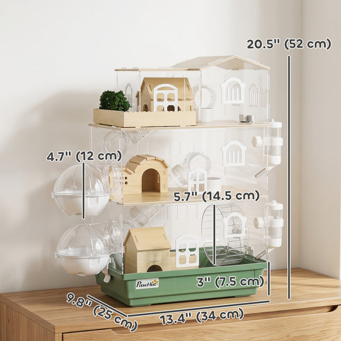 Grande Cage a Hamster Acrylique 3 Niveaux pour Hamster Nain