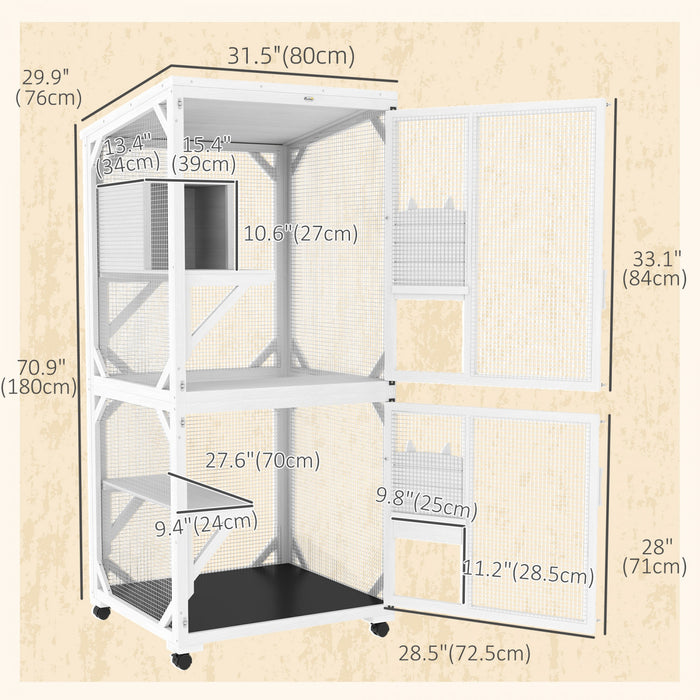Maison Pour Chat En Bois Pour L'exterieur, Blanc