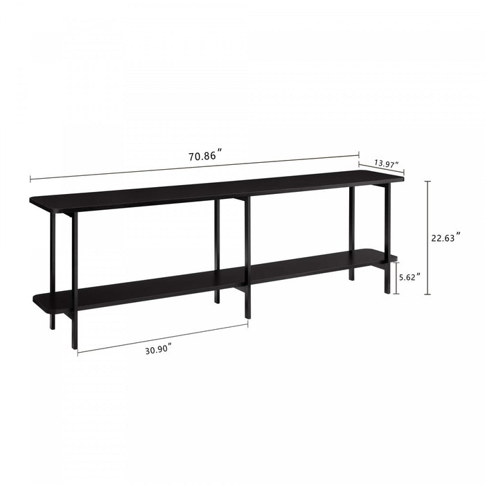 Console moderne contemporaine Celine 71\" en noir (2 etageres)