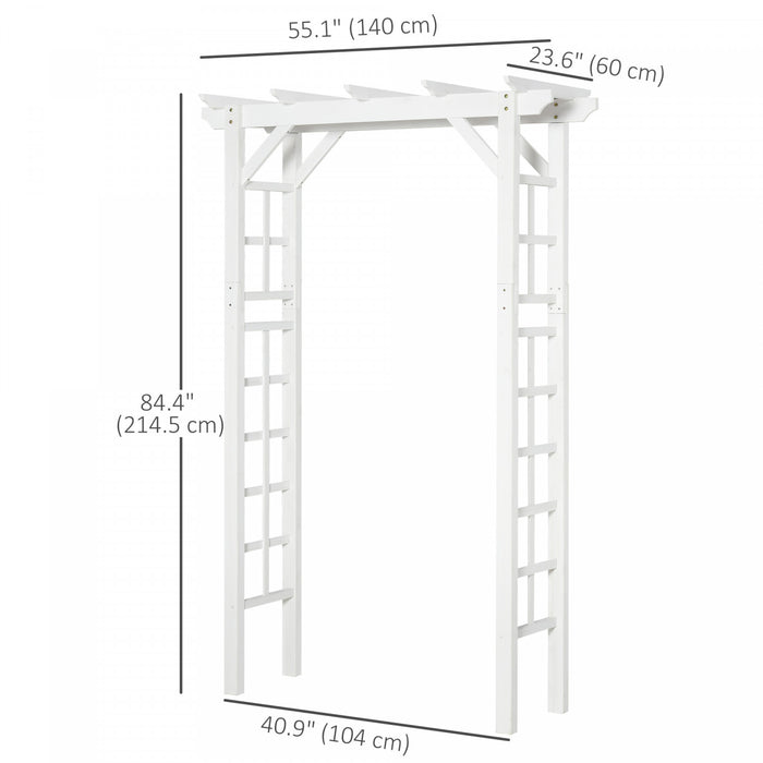 Outsunny Arbre De Jardin En Bois, Treillis D'arche De Jardin, Blanc
