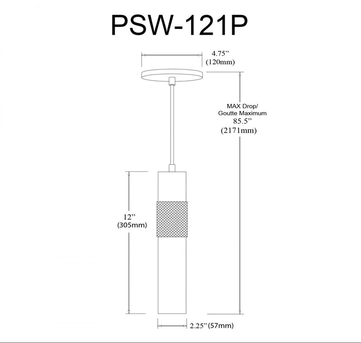 Luminaire suspendu Passwell de Dainolite avec fini laiton vieilli et 1 ampoule