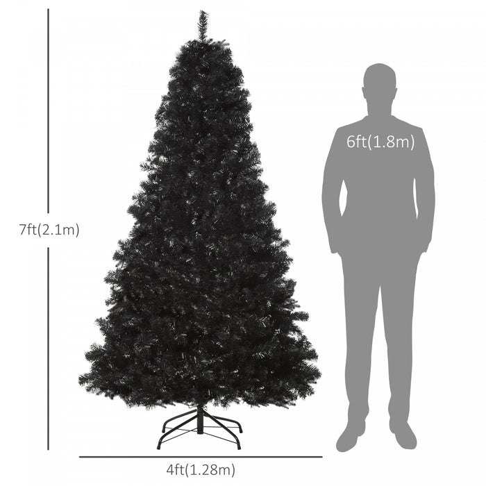 Homcom Arbre De Noel Artificiel De 7 Pieds Avec 1346 Pointes De Branches, Noir